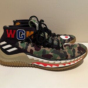 Adidas Bape Dame 4 Mens Size 9 Sneakers Green Camo A Bathing Ape Shark 2018